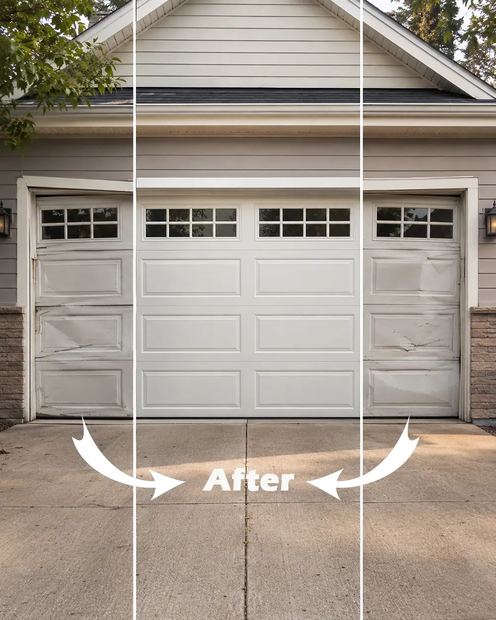 Garage door Repair before and after